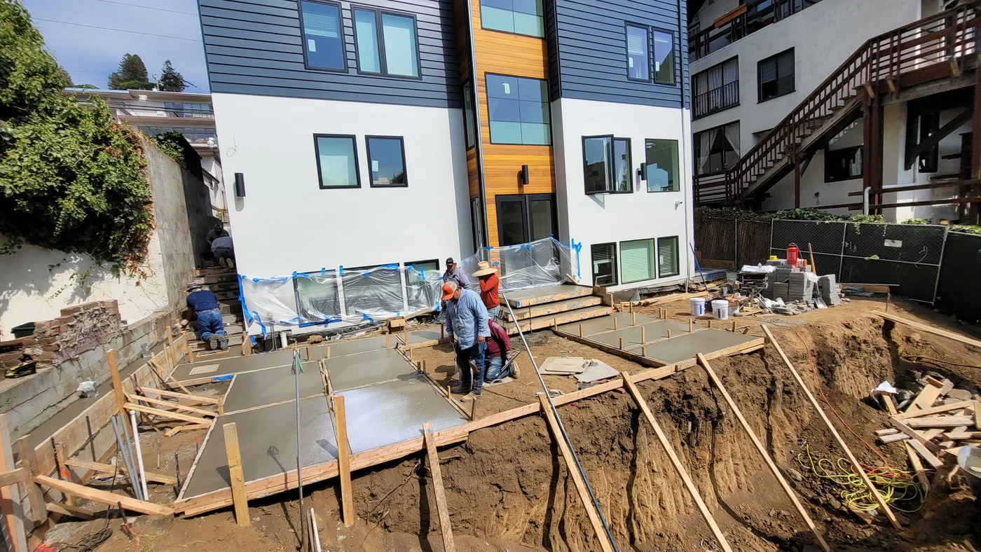 The building taking shape above the completed foundation — Berkeley Student Housing Foundation, Berkeley, CA